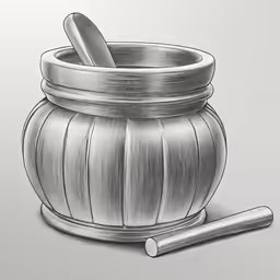 an illustration of a mortarer and a toothbrush