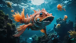 a fish swimming under the water in an ocean