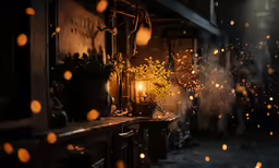 rainy lights inside an apartment building with a candle