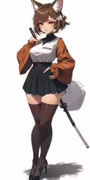 a anime girl is holding a bat and a knife