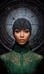 a black female with her head covered in a head scarf