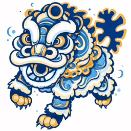 an illustration of a blue and orange dragon with a sky background