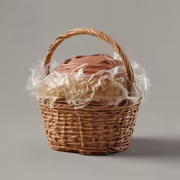 a woven basket with something inside on the floor
