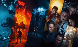 two scenes of the series with four different photos