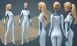 a set of five female avatars, all in white