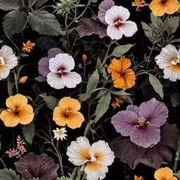 various flowers are in close up and in color