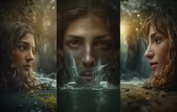 four different pictures of people with cold water coming out of their mouths