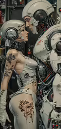 two woman dressed in different type of clothes and body paint