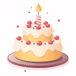 a birthday cake with white frosting and candles on top