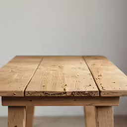 a wooden table with a small section cut out