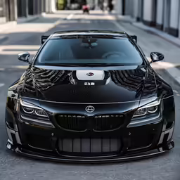 a black sports car parked in the street