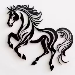 a horse with white and black stripes running in the wind