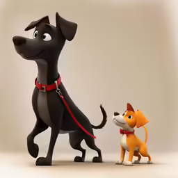 an animation of a dog with its owner