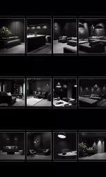various images of a room being displayed with light