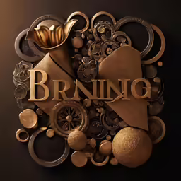 the word braining spelled out in gold