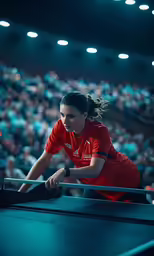 a tennis player stretching to hit the ball