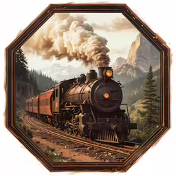 a vintage train is coming down the tracks