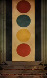 a group of five lights that are on a building