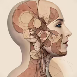 the side view of a woman with her head in her brain