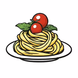 spaghetti with tomato on top and parsley