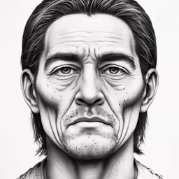 a drawing of the head of a man with freckles on his cheeks