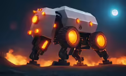 a large robot standing on top of a dirt ground