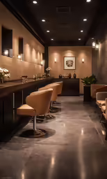 several bar stools in a large room