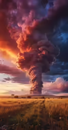 a massive tornado with clouds in the sky