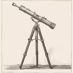 a drawing of a telescope that has been placed on top of a tripod