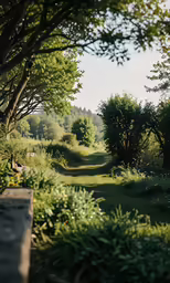 the path is empty and the grass has lost