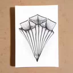 an artistic drawing of parachutes placed on a piece of paper