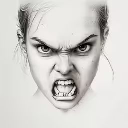 a girl is crying with her mouth open