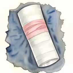 an image of a water color painting of a red and white cylinder,a watercolor drawing of a big and narrow tube