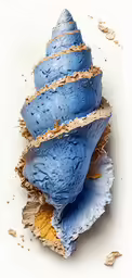 the blue sea shells are being displayed together
