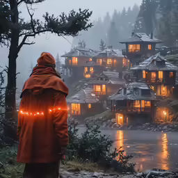a person with a coat that is lights
