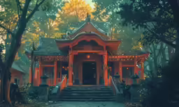 a small pavilion that has stairs leading up to it
