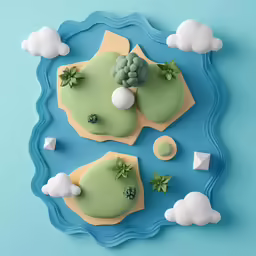 a pastry made to look like an island with a cactus
