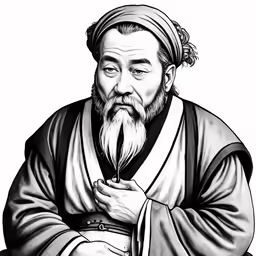an old black and white image of a chinese man