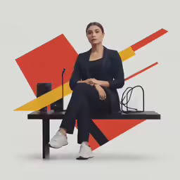 a woman sitting on top of a table