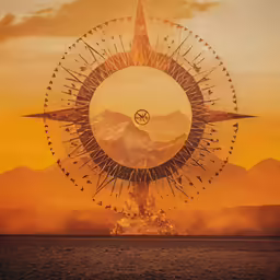 the sun is shining brightly above an artistic painting