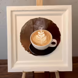 the frame has a cup with a leaf drawn on it