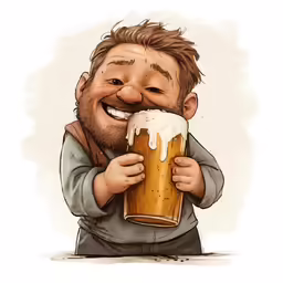 an illustration of a guy drinking beer with foam
