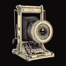 an illustration of a camera in a black background
