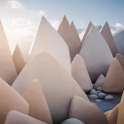 large rocks and small rocks stand near each other