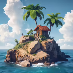 a picture of an island in the middle of the ocean