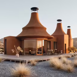 a building made with clay sits in the desert