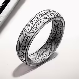 the hand - crafted ring is decorated with intricate patterns