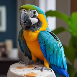 the green and blue bird is perched on a perch