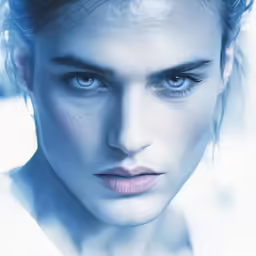 an artistic photo of a male with blue eyes