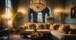 living room filled with a white couch and fancy decor